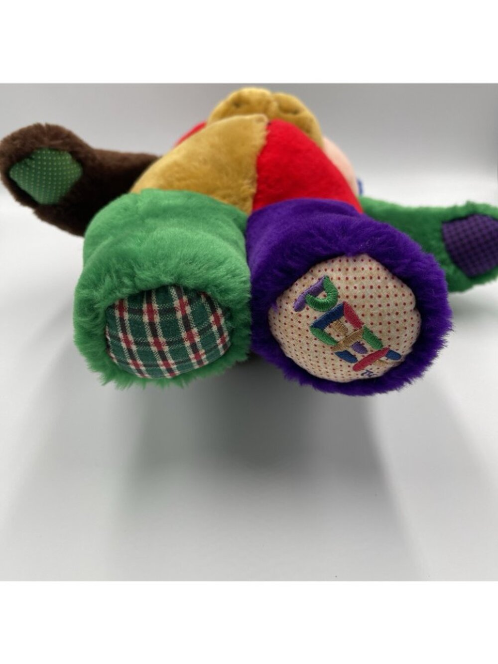 Vtg 1996 Peef Bear Christmas Teddy Colorblock Plush Stuffed Animal 14" Squeaker - Picture 10 of 15